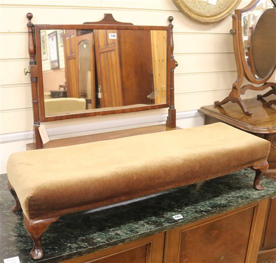 A toilet mirror and fender stool Mirror W.73cm & stool W.94cm